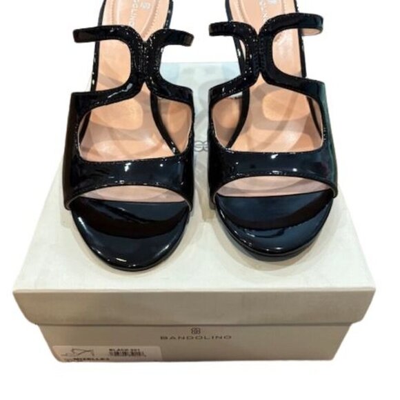 Bandolino “Mizelle” High Heel Sandals in Black Faux Leather with Open Toe Design - Picture 4 of 10